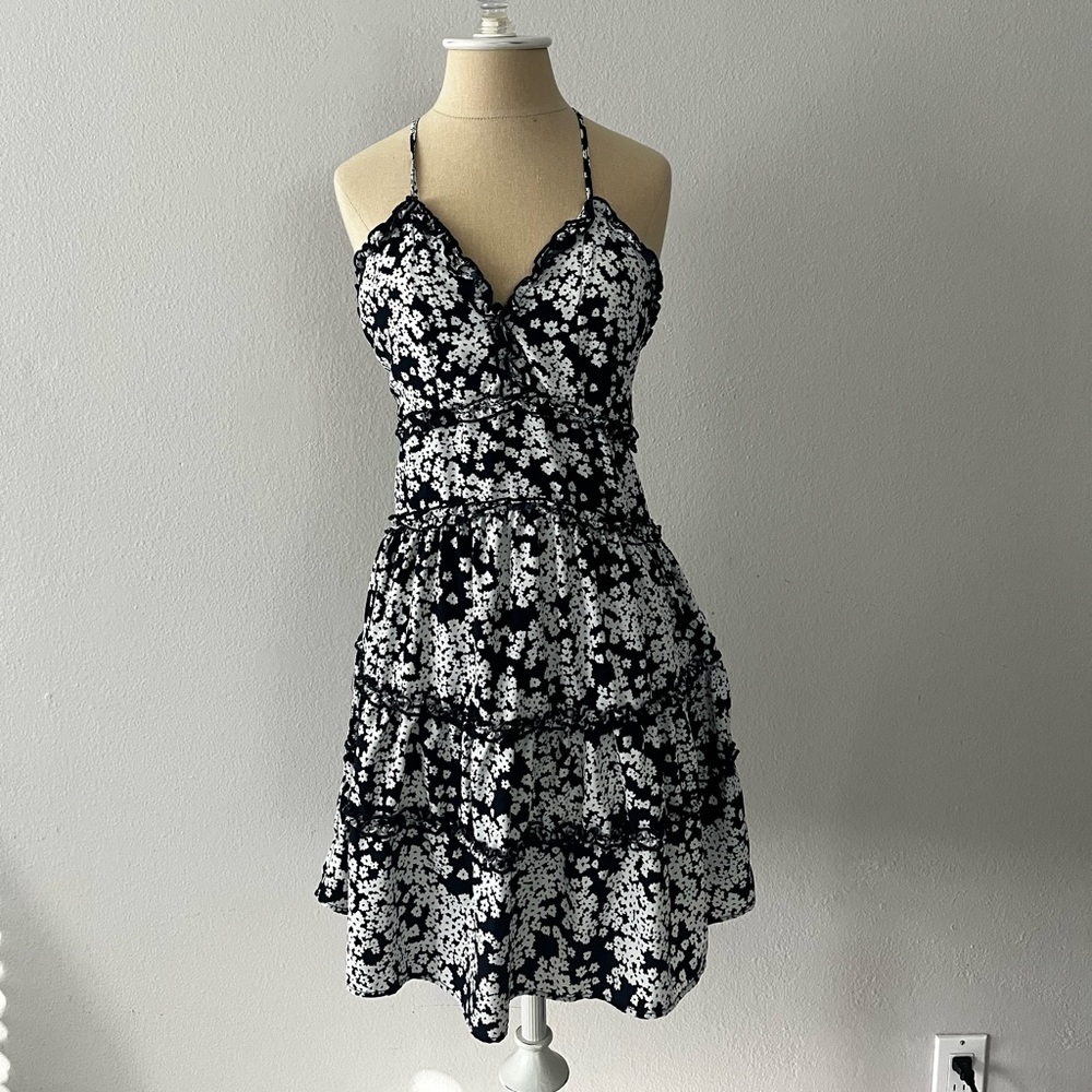 Navy and white dress